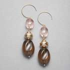 Brown and Pink Drop Earrings, , small